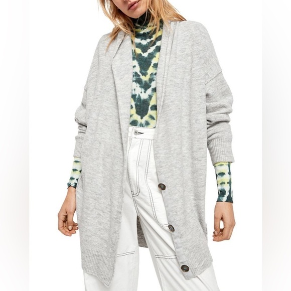 Free People Sweaters - Free People Eucalyptus Heather Gray Cardigan Size Small